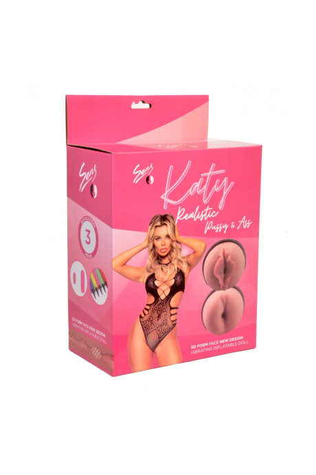 KATY Realistik Vajina ve Anüs Titreşimli Saçlı Şişme Manken
