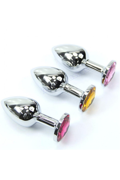 GÜMÜŞ METAL SİYAH TAŞLI LÜKS 3  LÜ ANAL PLUG 