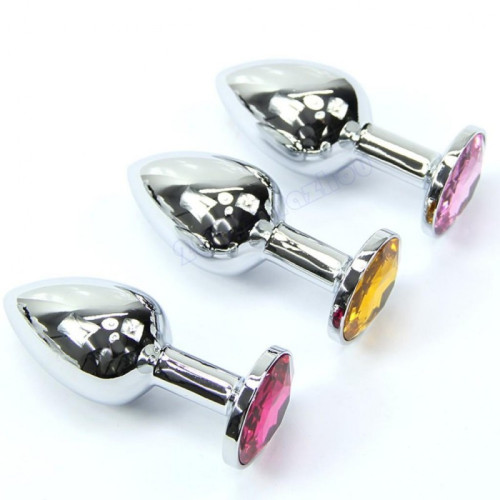 GÜMÜŞ METAL SİYAH TAŞLI LÜKS 3  LÜ ANAL PLUG 